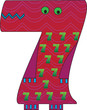 Number 7 from  the Crazy Creature Alphabet set