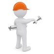 The white man in an orange helmet
