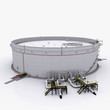Large oil tank with floating roof