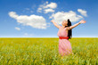 young women  in a field