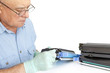Man repairing toner cartridge