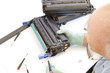 adult man working toner cartridge