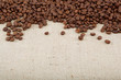 Coffee beans on sacking.