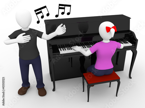 Illustration: Pianist and singer man Pianist and singer man