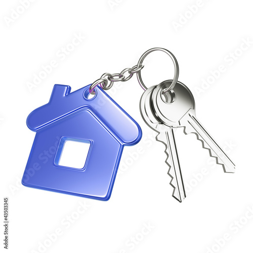 Illustration: key with blue key chain key with blue key chain