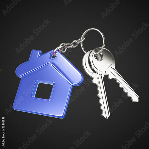 Illustration: key with blue key chain key with blue key chain