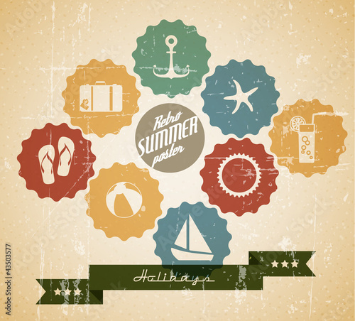 Vector: Vector summer poster made from icons Vector summer poster made from icons
