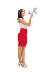 woman in a dress with megaphone