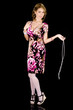 Sweet-Faced Fashion Model in Colorful Spring Outfit Removing her