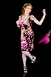 Sweet-Faced Fashion Model in Colorful Spring Outfit Removing Her