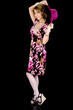 Sweet-Faced Fashion Model in Colorful Spring Outfit Removing Her