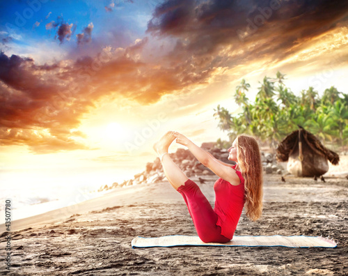 Photo: Yoga at sunset beach Yoga at sunset beach
