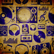 Dj music elementes vintage pattern