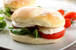 Sandwiches with mozzarella, tomato and lettuce