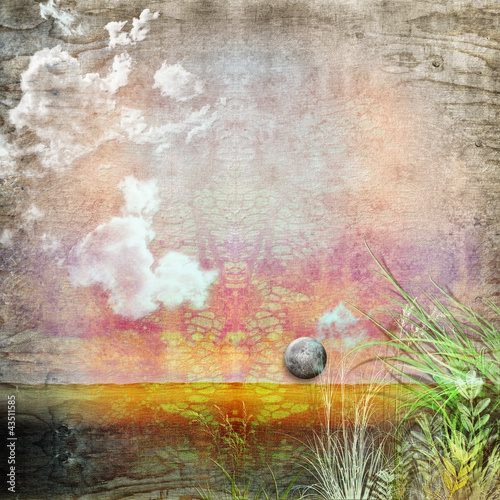 Illustration: Sunset in the countryside Sunset in the countryside