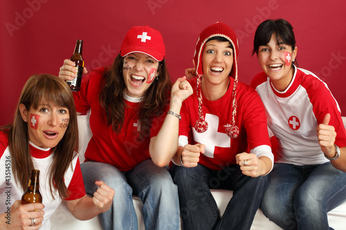Photo: Happy female sports fans Happy female sports fans