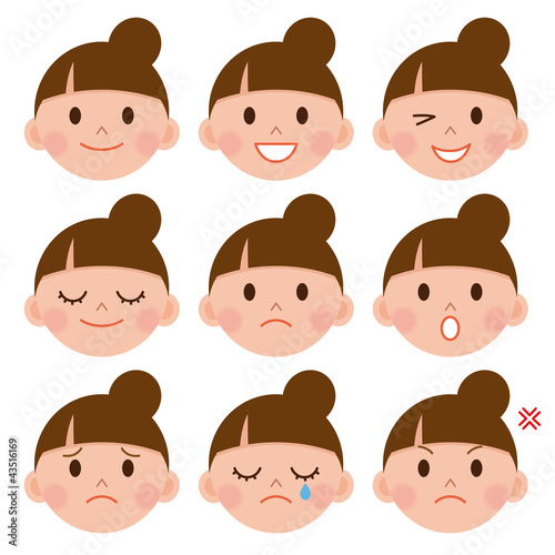 Illustration: 成人女性 表情 アイコン 成人女性 表情 アイコン