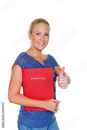 Foto: Frau mit Bewerbungsmappe Frau mit Bewerbungsmappe