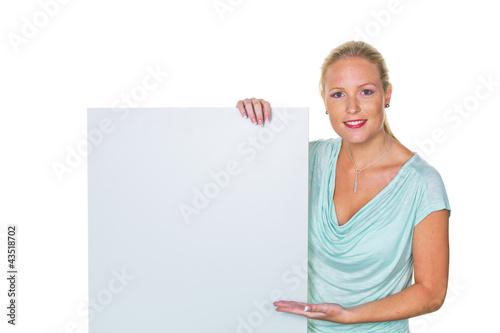Photo: Frau mit Werbetafel Frau mit Werbetafel