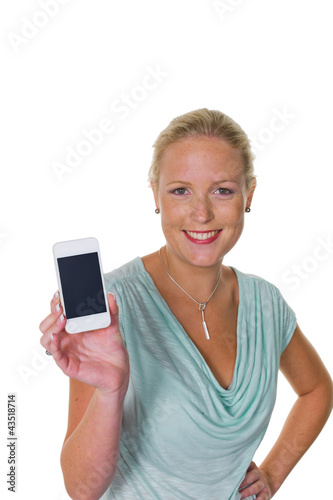 Foto: Frau mit ihrem Smartphone Handy Frau mit ihrem Smartphone Handy