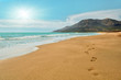 Footprints on the Patara beach  in Turkey