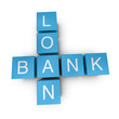 Bank loan 3D crossword on white background