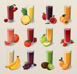 Set of tasty fresh squeezed juices.