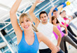 Gym people in aerobics class