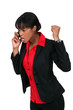 An angry businesswoman over the phone.