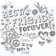Best Friends Forever Sketchy Doodles Back to School Vector