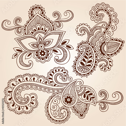 Vector: Ornate Henna Paisley Doodle Vector Design Elements Ornate Henna Paisley Doodle Vector Design Elements