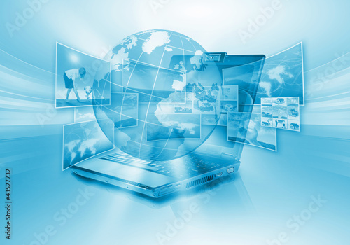 Illustration: Notebook against colour background with images Notebook against colour background with images
