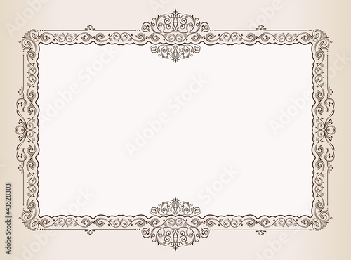 Vector: Vector Vintage frame. Decorated antique ornaments royal document Vector Vintage frame. Decorated antique ornaments royal document