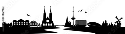 Vektor: Bremen Skyline mit Weser Bremen Skyline mit Weser