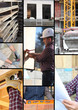 Mosaic of workers on a construction site