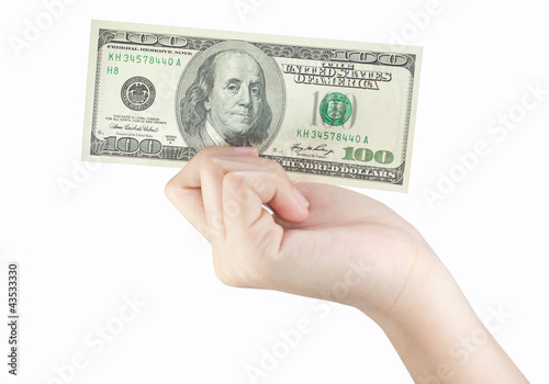 Photo: hand holding money dollars hand holding money dollars