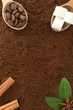 coffee powder and beans as background