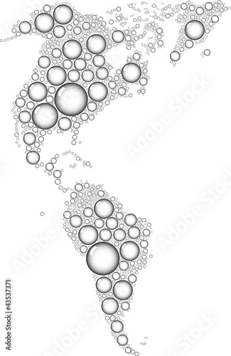 Vektor: orth and South America from drops on white orth and South America from drops on white