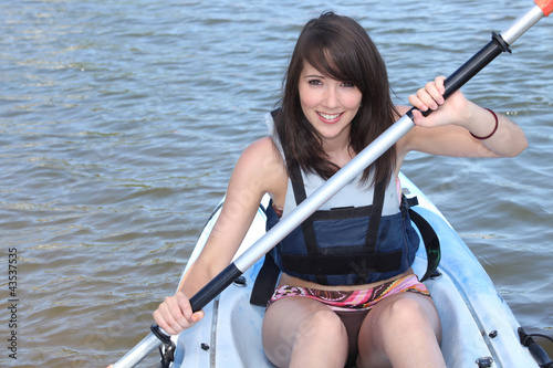 Photo: #young brunette in kayak #young brunette in kayak