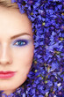 Woman in blue flowers