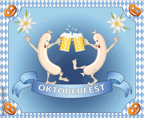 Vector: Oktoberfest mit lustige Weisswürste Oktoberfest mit lustige Weisswürste