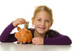 Kind mit Sparschwein. Dollar sparen