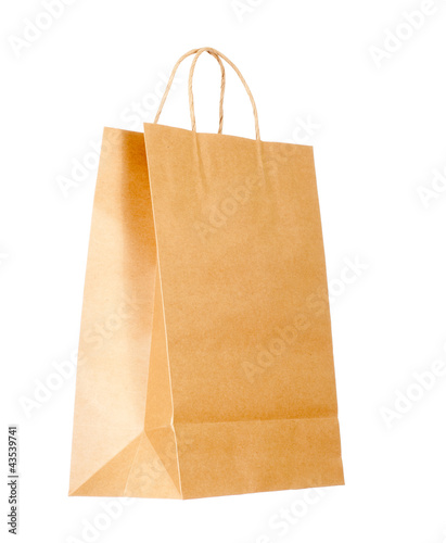 Photo: Recyclable paper bag isolated on white background Recyclable paper bag isolated on white background