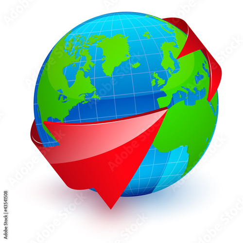 Vector: planète flèche rouge planète flèche rouge