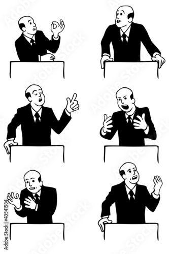 Vector: black and white illustration of a man making a speach black and white illustration of a man making a speach