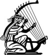 Ancient woman playing the harp