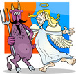Angel and Devil in Friendship Cartoon