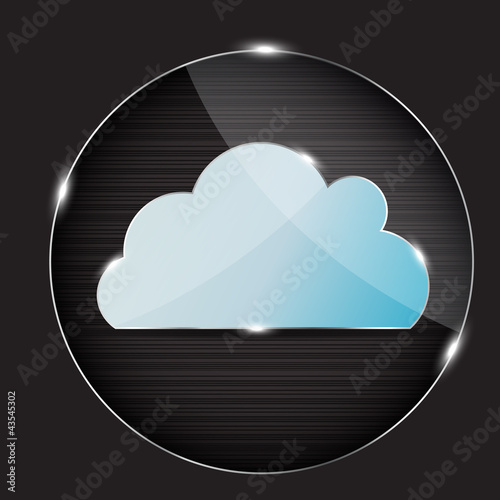 Vector: Vector glass button with cloud icon Vector glass button with cloud icon