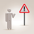 Pointing on Attention road sign