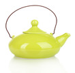 Green teapot isolated on white